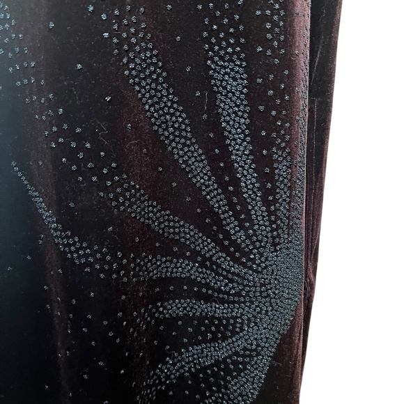 Vintage 90's Soft Velvet Brown Long Skirt with Sparkling Sunburst design - Picture 4 of 6